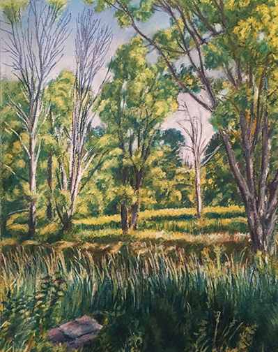 Field with Trees, Pastel by Paul E. Creedon
